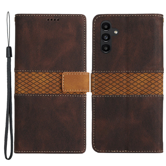 For Samsung Galaxy S24 Slim-Fit PU Leather Phone Case Stand Phone Cover Wallet with Strap - Brown