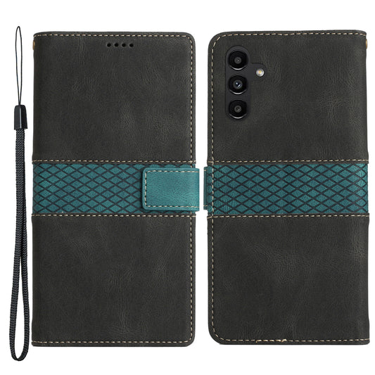 For Samsung Galaxy S24 Slim-Fit PU Leather Phone Case Stand Phone Cover Wallet with Strap - Black