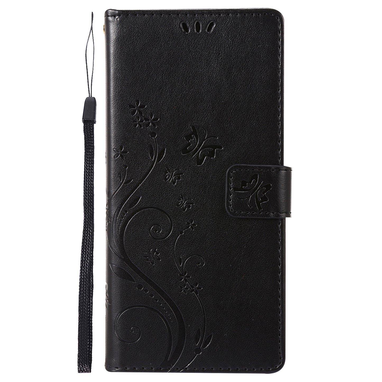 For Samsung Galaxy S24+ Case Butterfly Imprinted Stand Wallet Leather Cover - Black