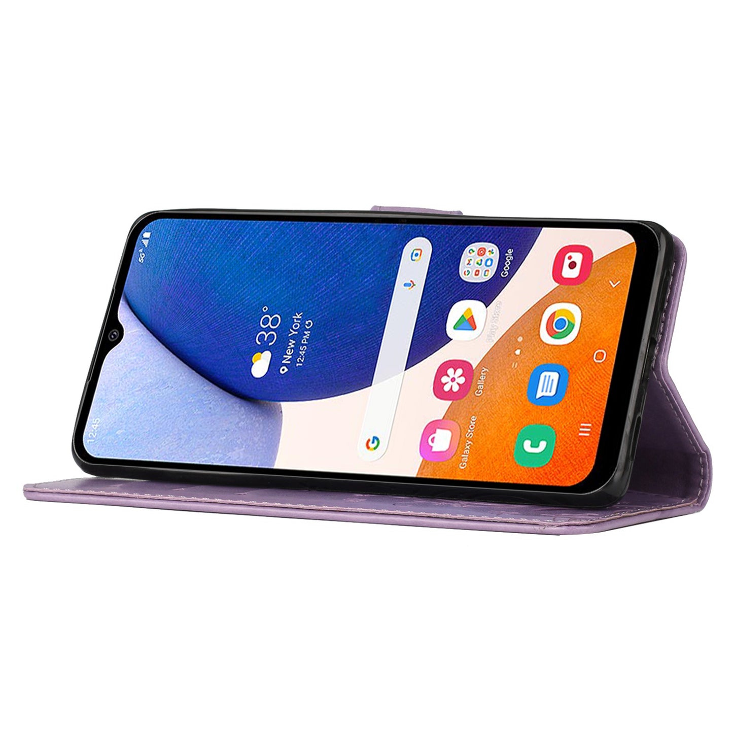 For Samsung Galaxy S24+ Case Butterfly Imprinted Stand Wallet Leather Cover - Light Purple