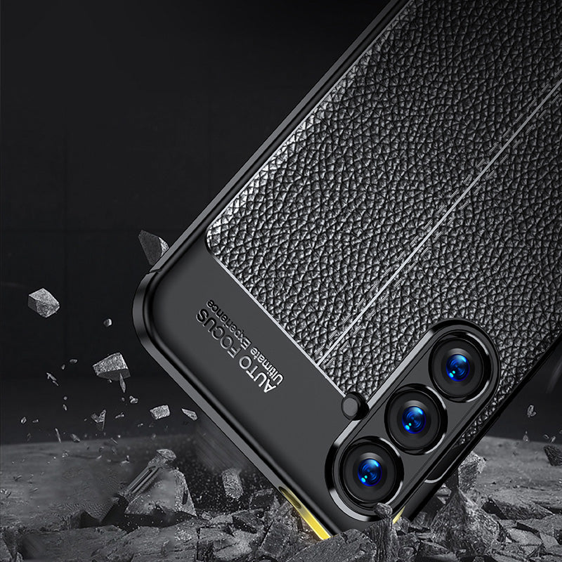 For Samsung Galaxy S24+ Case Litchi Texture Scratch-resistant Soft TPU Phone Cover - Blue