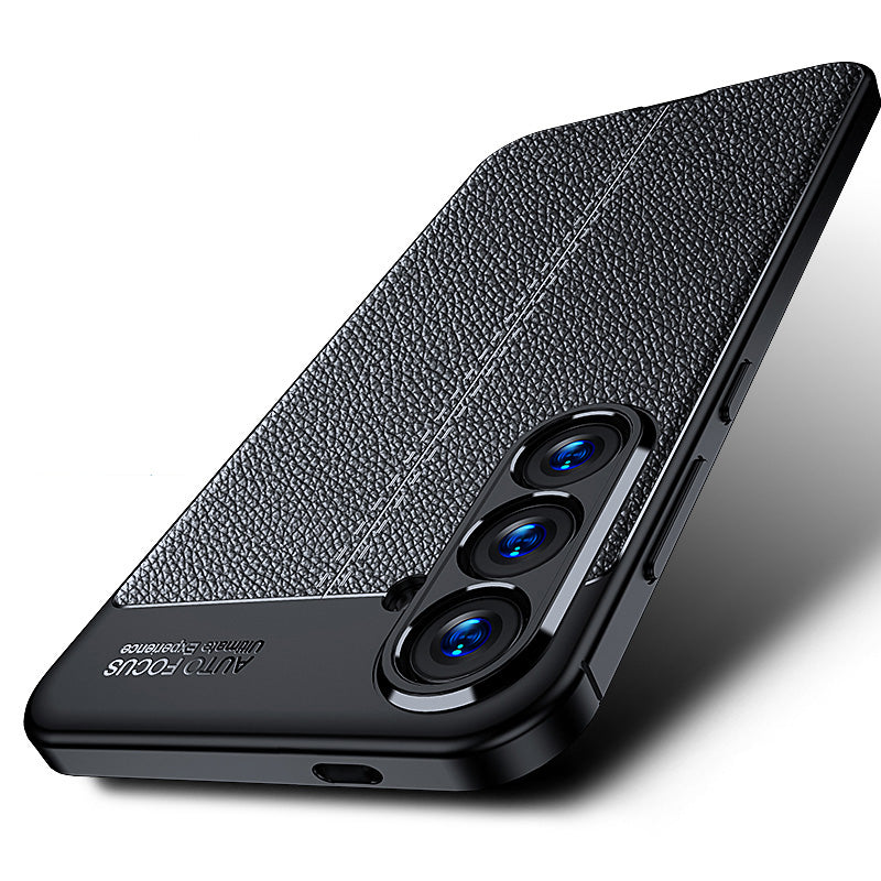 For Samsung Galaxy S24+ Case Litchi Texture Scratch-resistant Soft TPU Phone Cover - Blue