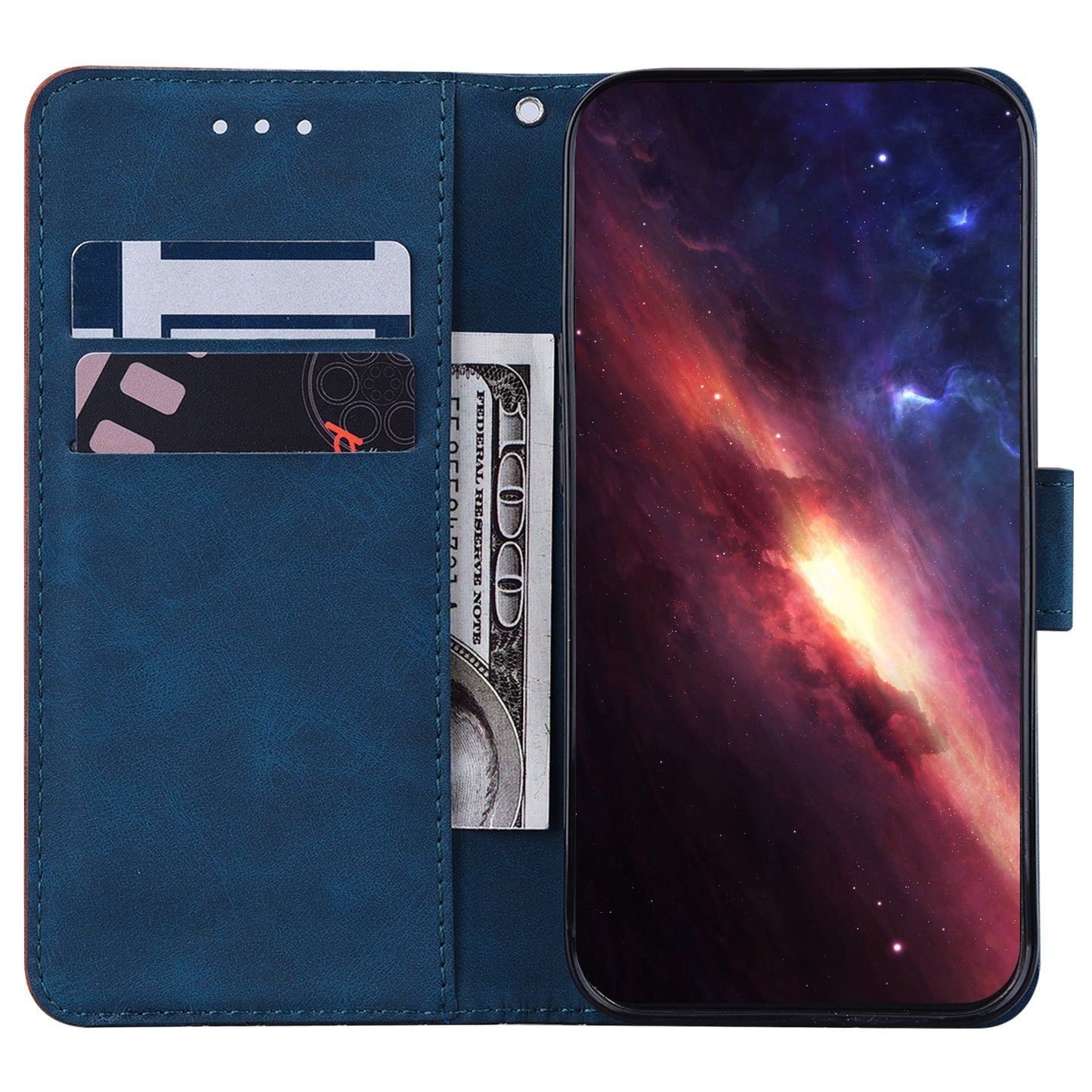 For Samsung Galaxy S24 Ultra Case Phone Shell Imprinted PU Leather Flip Cover - Blue