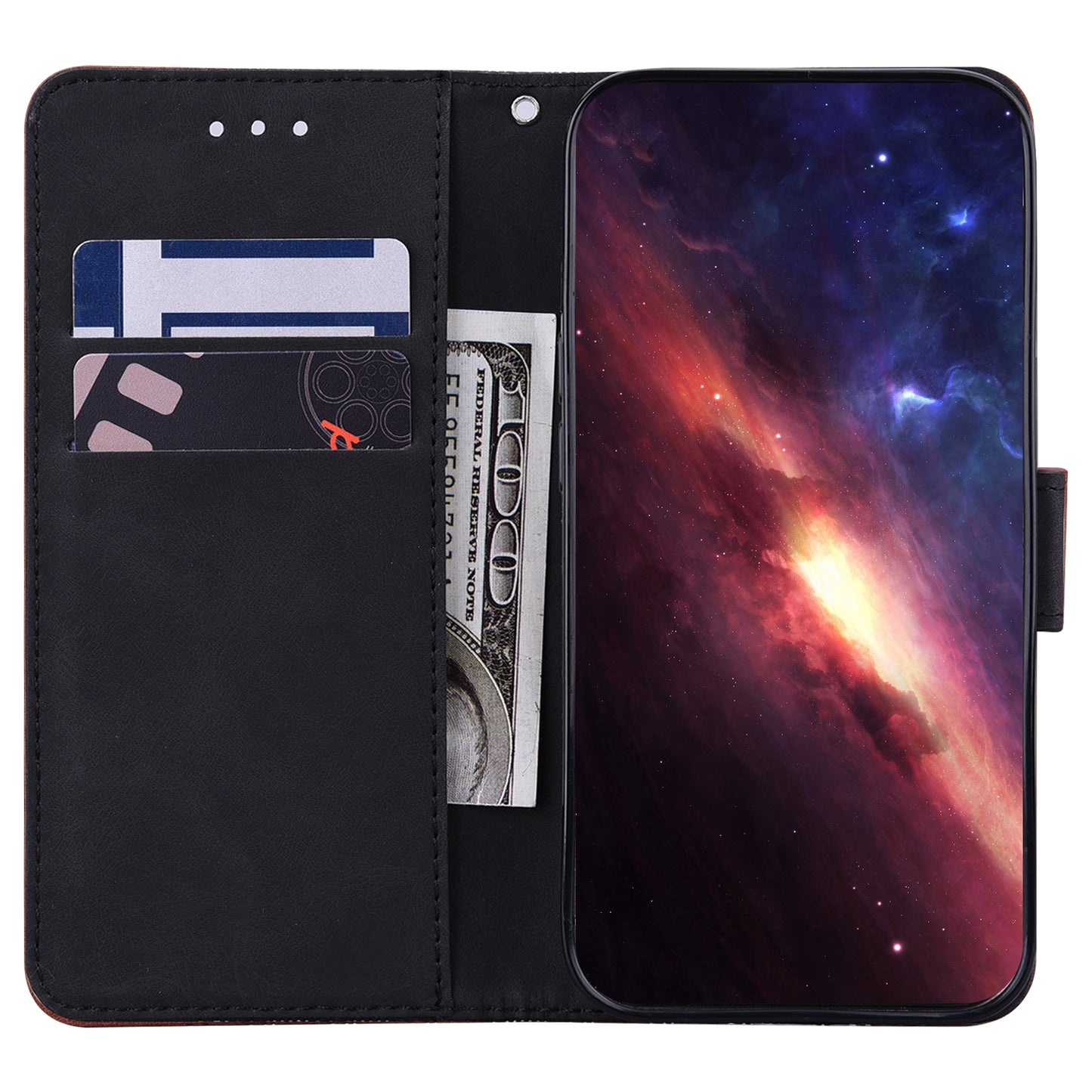 For Samsung Galaxy S24 Ultra Case Phone Shell Imprinted PU Leather Flip Cover - Black