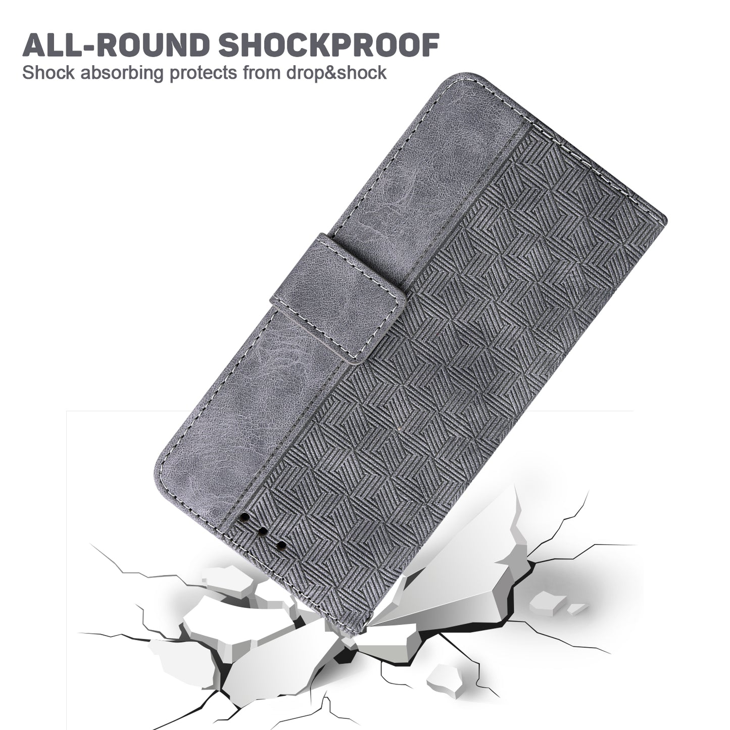 For Samsung Galaxy S24 Ultra Case Phone Shell Imprinted PU Leather Flip Cover - Grey