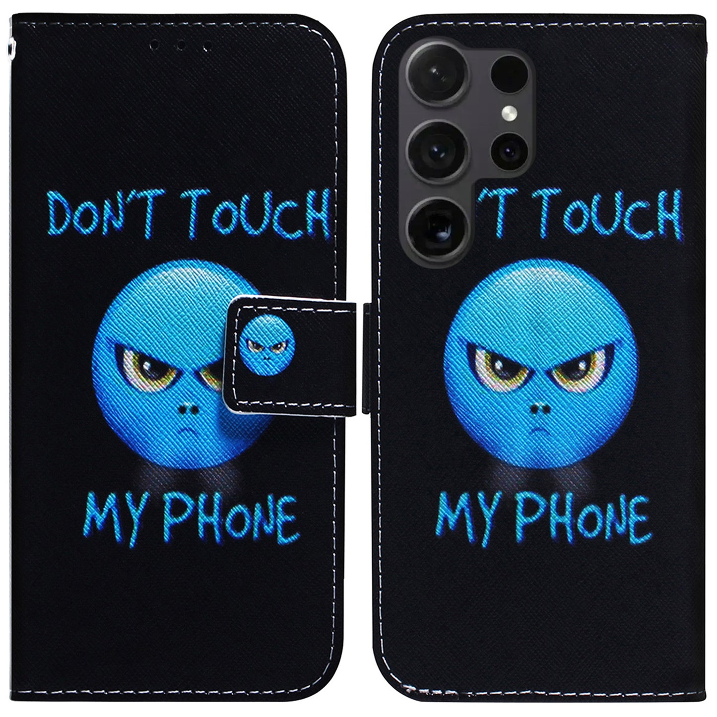 For Samsung Galaxy S24 Ultra Case Pattern Printing Wallet Phone Cover - Don't Touch My Phone