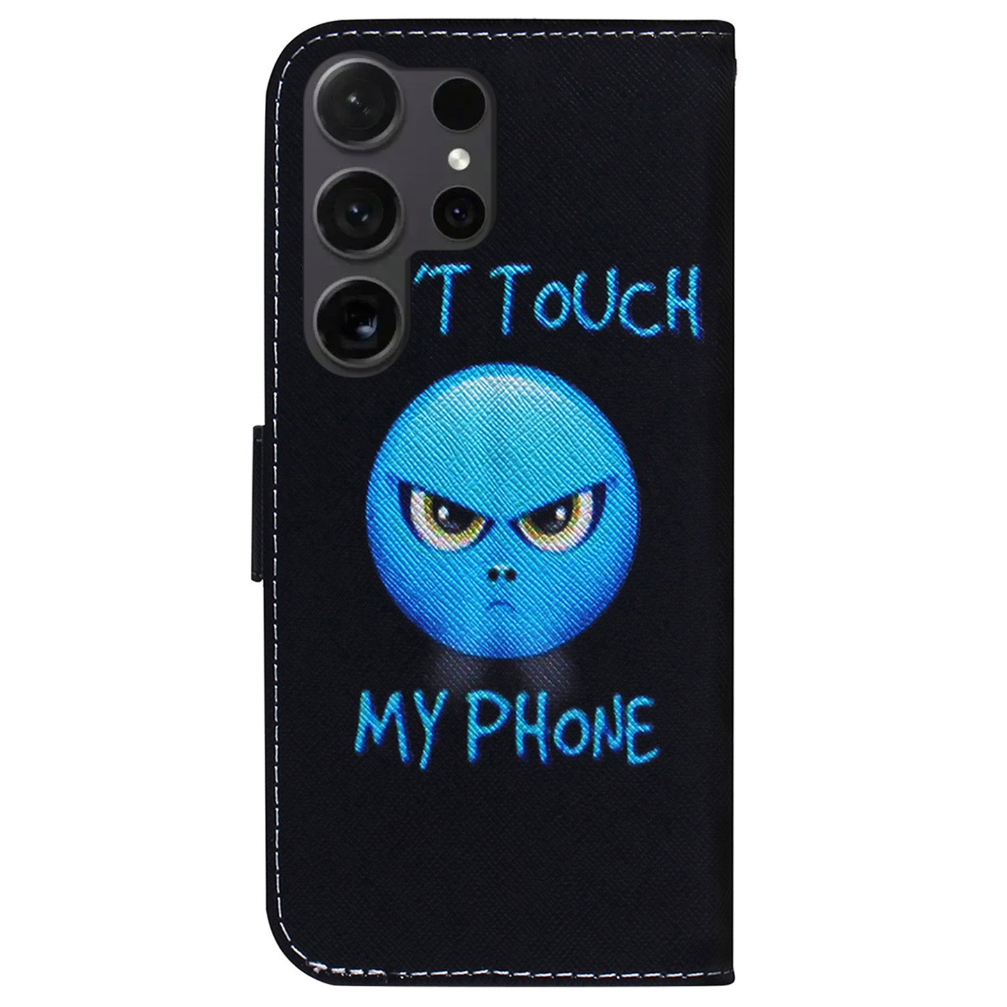 For Samsung Galaxy S24 Ultra Case Pattern Printing Wallet Phone Cover - Don't Touch My Phone