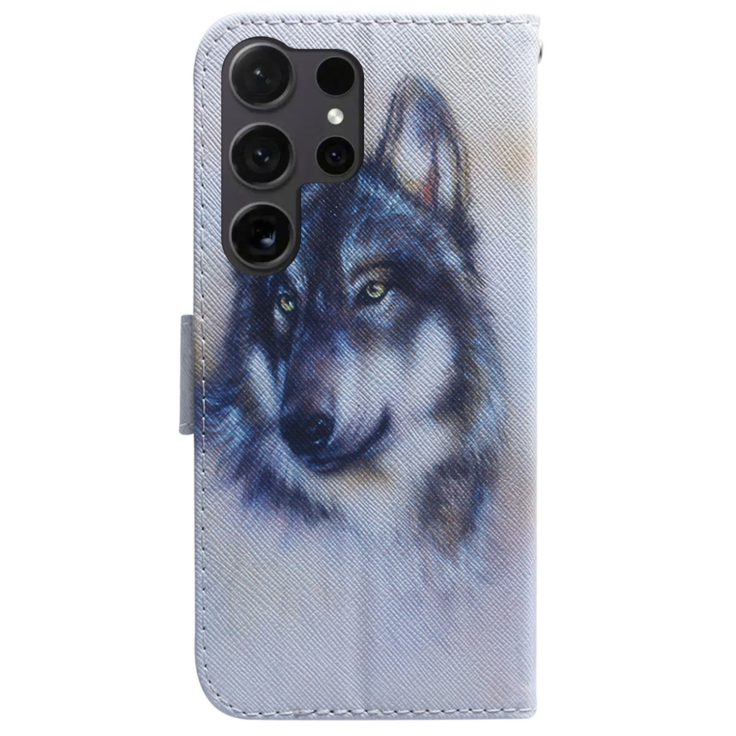 For Samsung Galaxy S24 Ultra Case Pattern Printing Wallet Phone Cover - Wolf