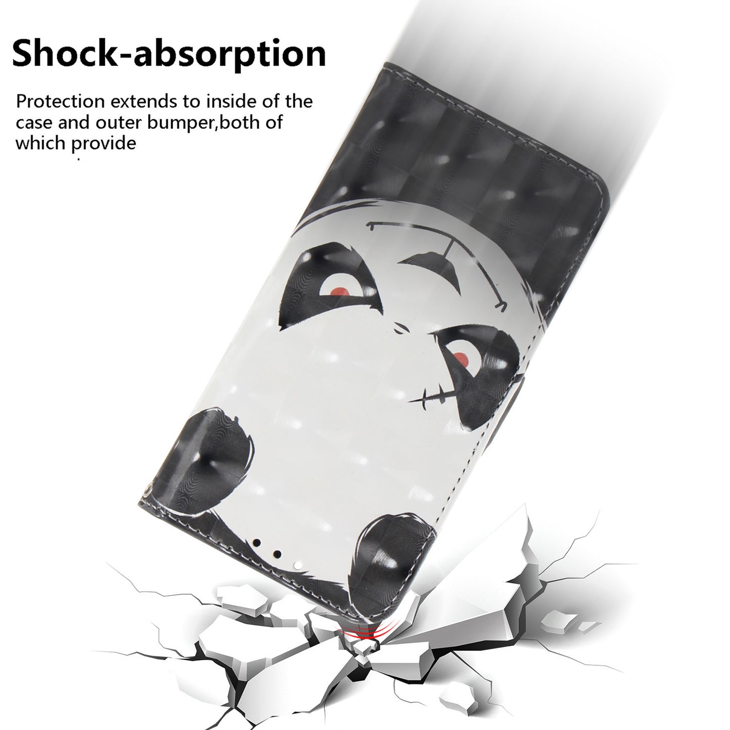 PU Leather Flip Cover for Samsung Galaxy S24 Ultra Case Pattern Printed Anti-Drop Wallet Phone Case with Strap - Angry Panda