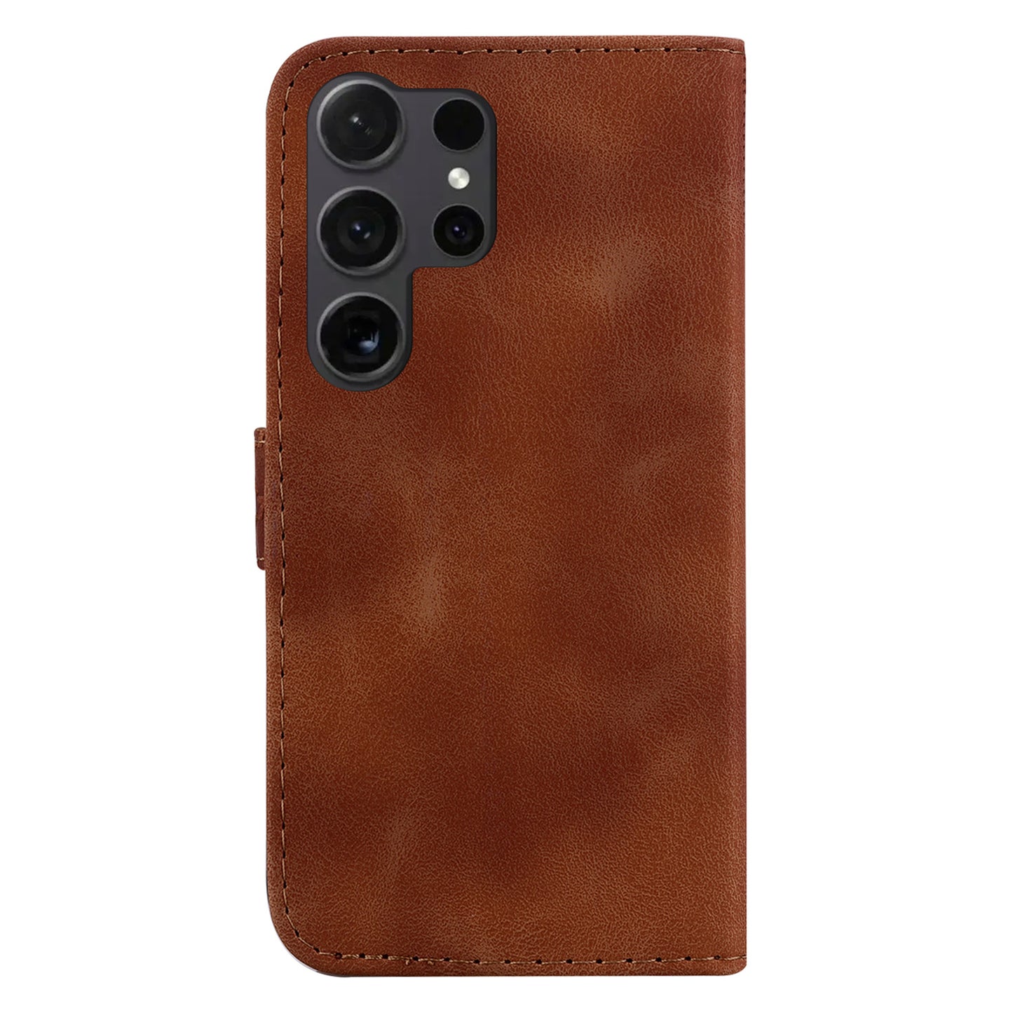 For Samsung Galaxy S24 Ultra Case PU Leather+TPU Imprinted Phone Protection Cover - Brown