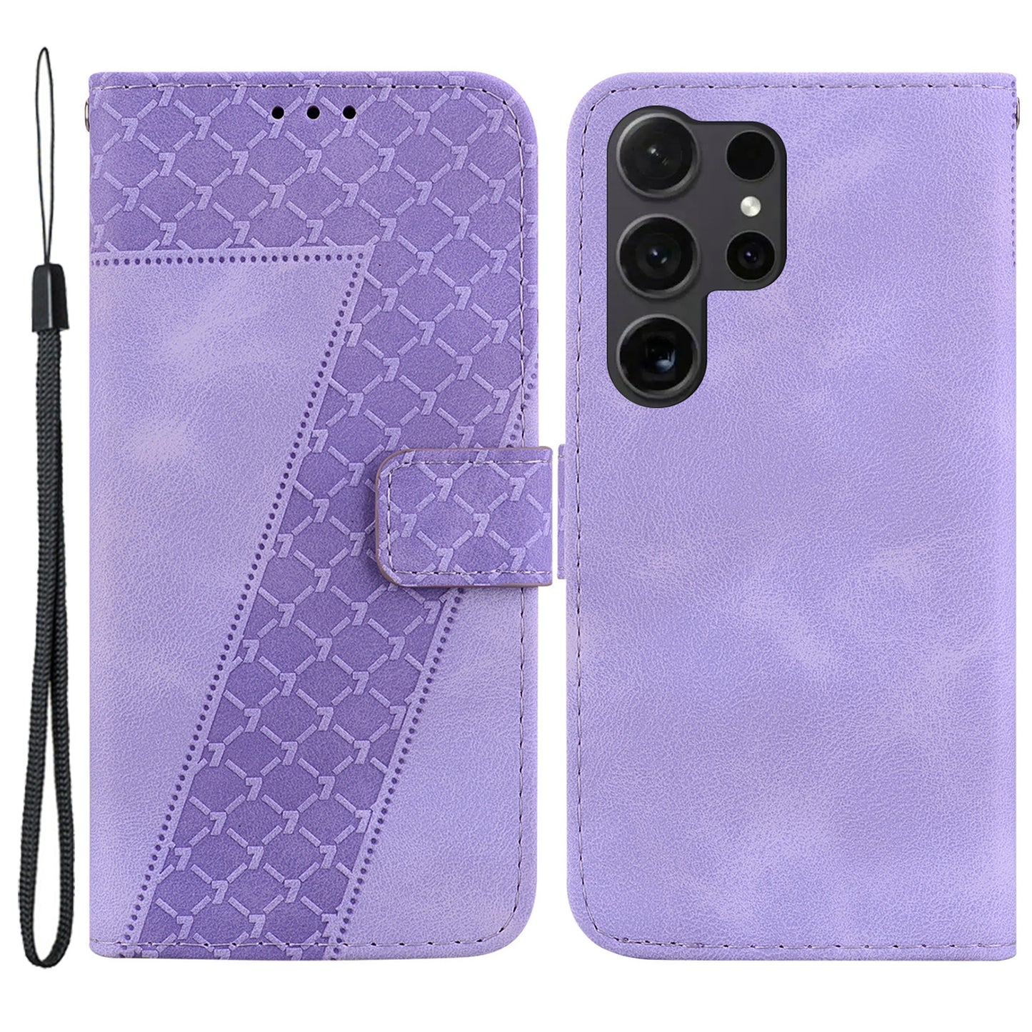 For Samsung Galaxy S24 Ultra Case PU Leather+TPU Imprinted Phone Protection Cover - Purple