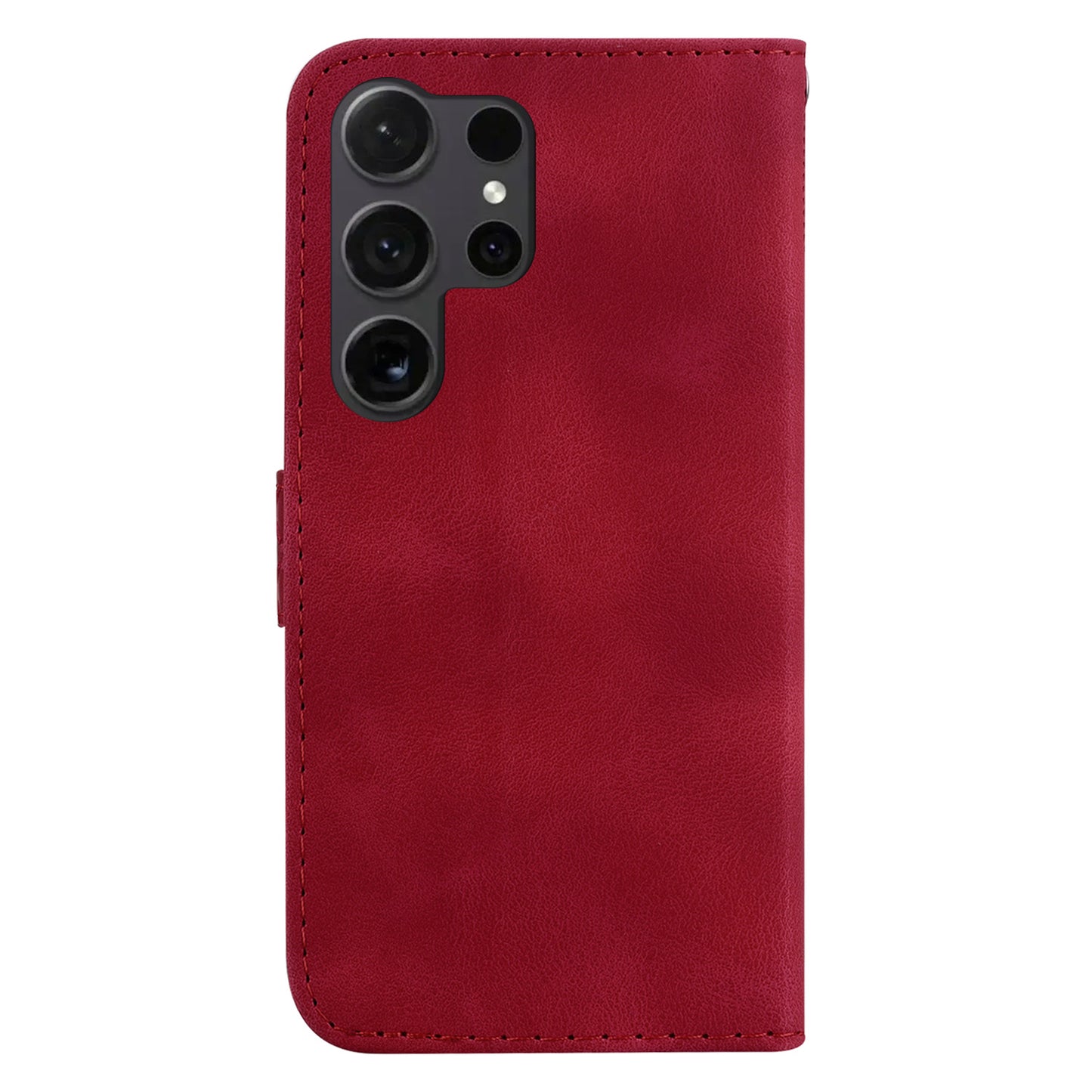 For Samsung Galaxy S24 Ultra Case PU Leather+TPU Imprinted Phone Protection Cover - Red