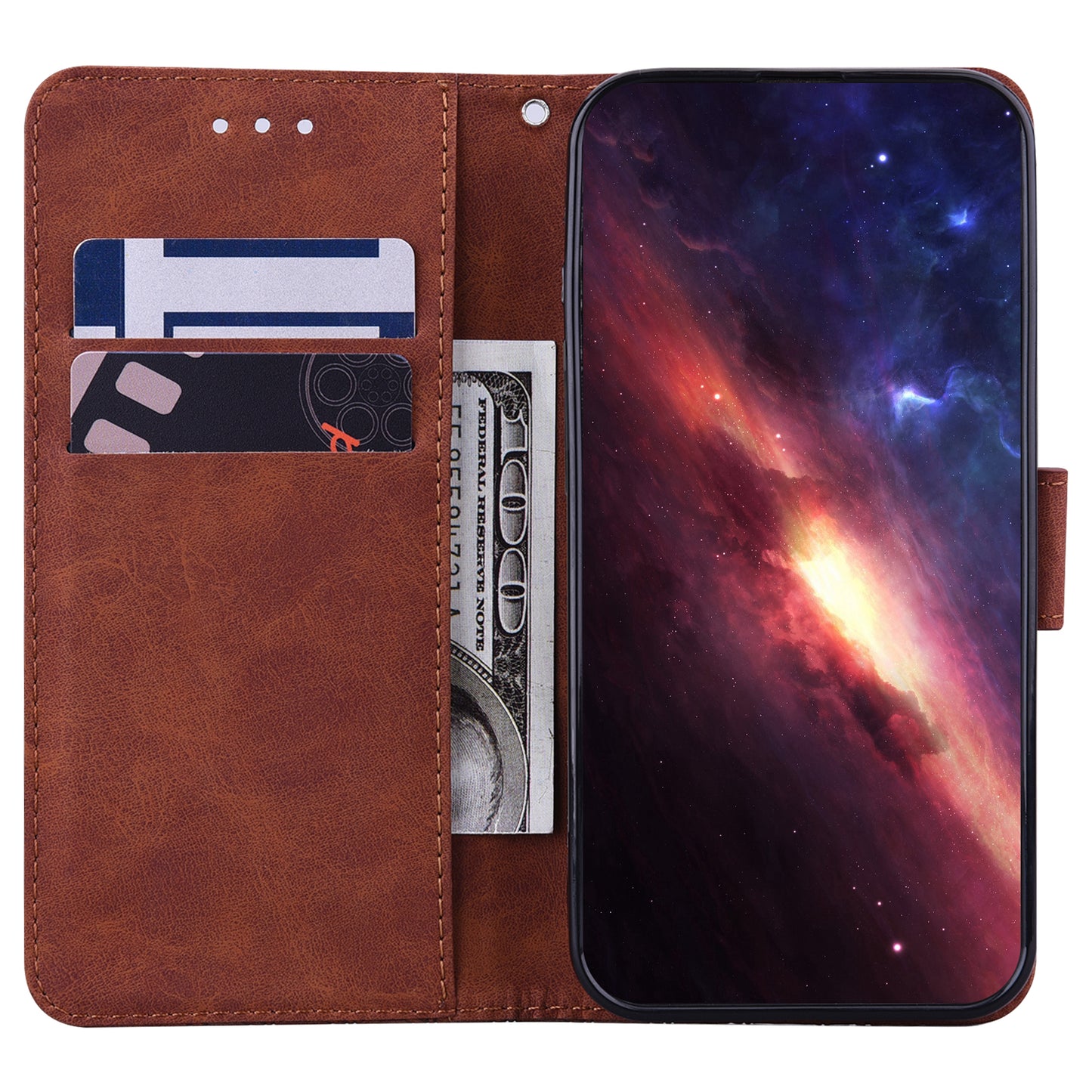 For Samsung Galaxy S24 Case Scratch Resistant Phone Shell Imprinted PU Leather Cover - Brown