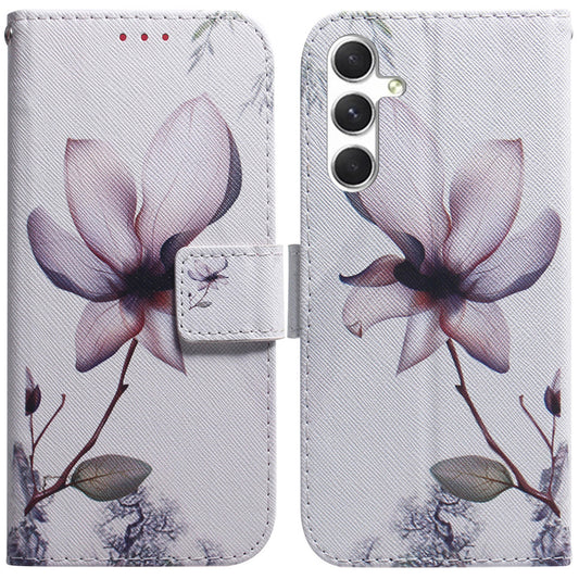 Anti-Drop Wallet Phone Case for Samsung Galaxy S24+ Case Pattern Printed PU Leather Flip Cover - Pink Flower
