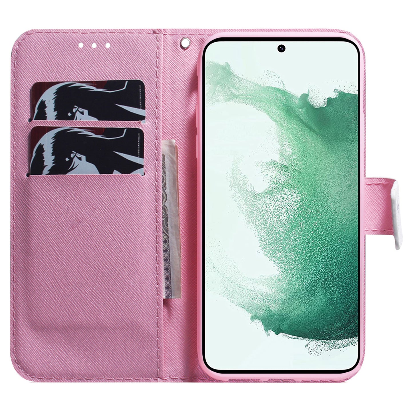 Anti-Drop Wallet Phone Case for Samsung Galaxy S24+ Case Pattern Printed PU Leather Flip Cover - Pink Flower