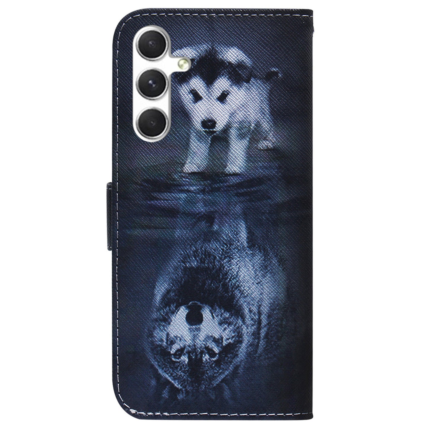 Anti-Drop Wallet Phone Case for Samsung Galaxy S24+ Case Pattern Printed PU Leather Flip Cover - Dog and Wolf