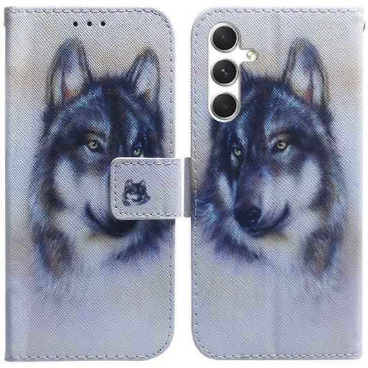 Anti-Drop Wallet Phone Case for Samsung Galaxy S24+ Case Pattern Printed PU Leather Flip Cover - Wolf