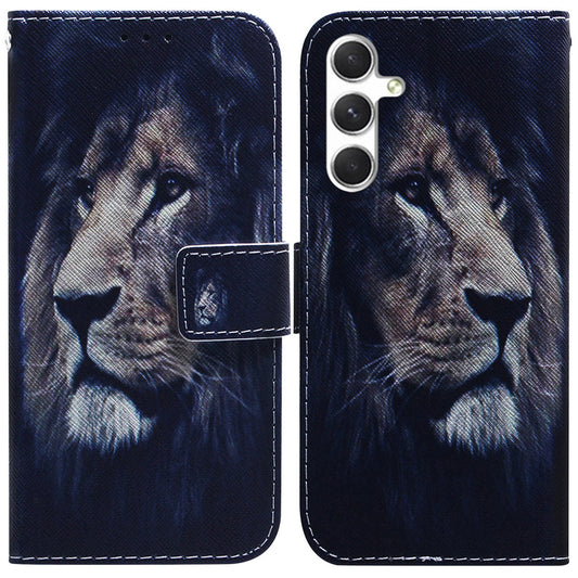 Anti-Drop Wallet Phone Case for Samsung Galaxy S24+ Case Pattern Printed PU Leather Flip Cover - Lion