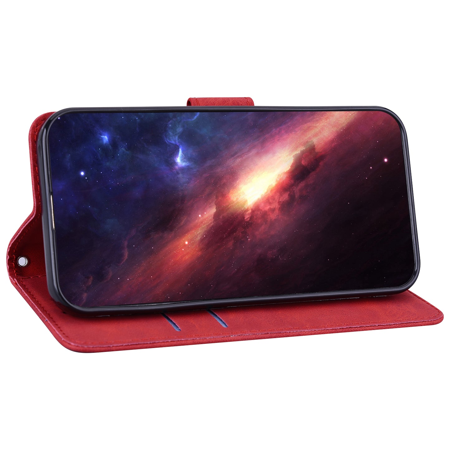For Samsung Galaxy S24+ Case Imprinted Geometry Stand Wallet Leather Cover - Red