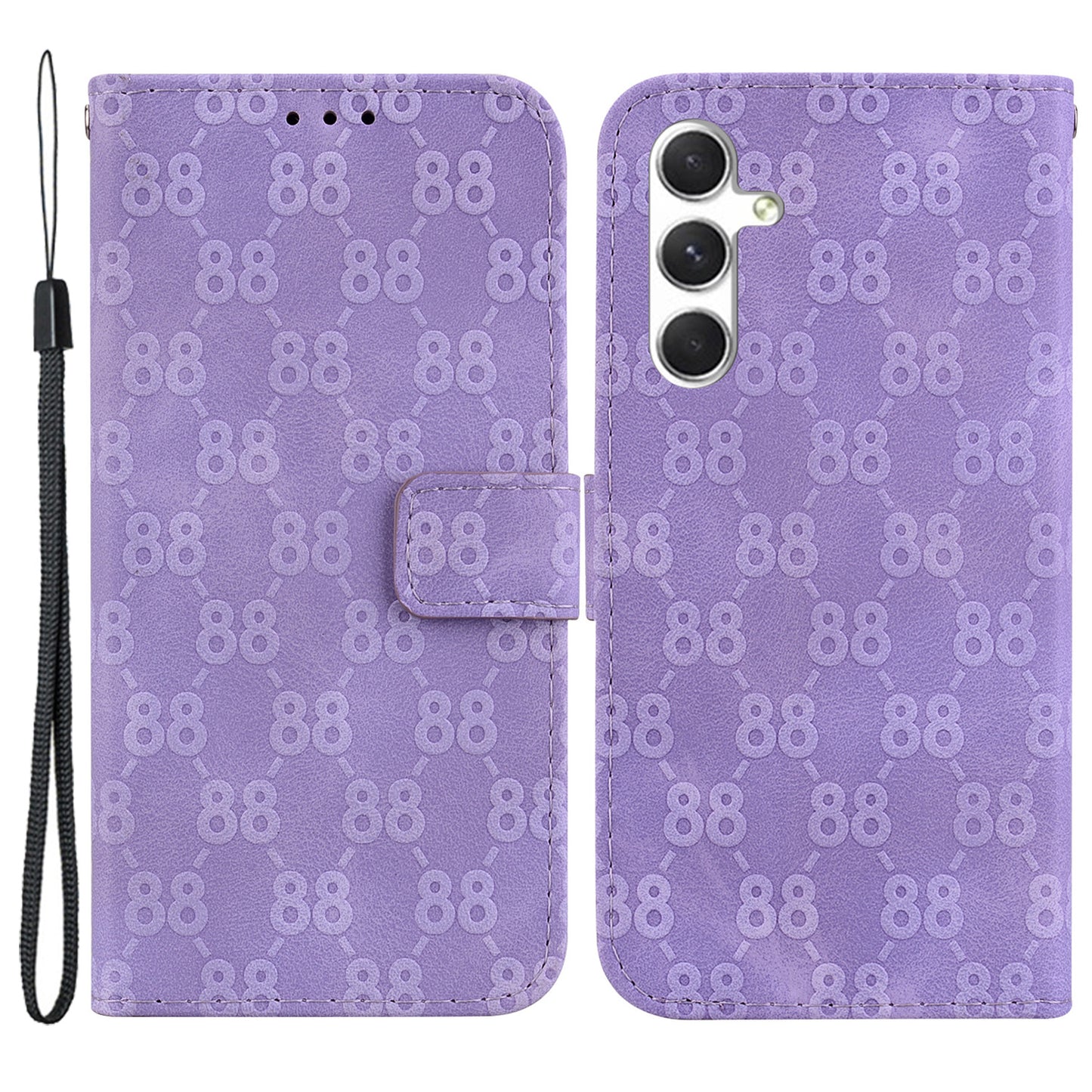 For Samsung Galaxy S24+ Case Wallet Stand Double 8-Shape Phone Cover - Purple