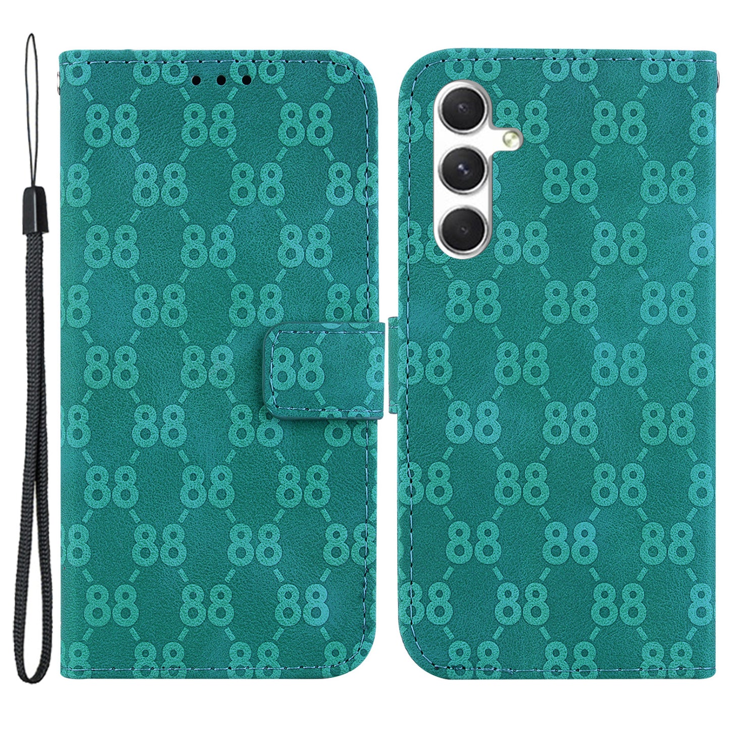 For Samsung Galaxy S24+ Case Wallet Stand Double 8-Shape Phone Cover - Green
