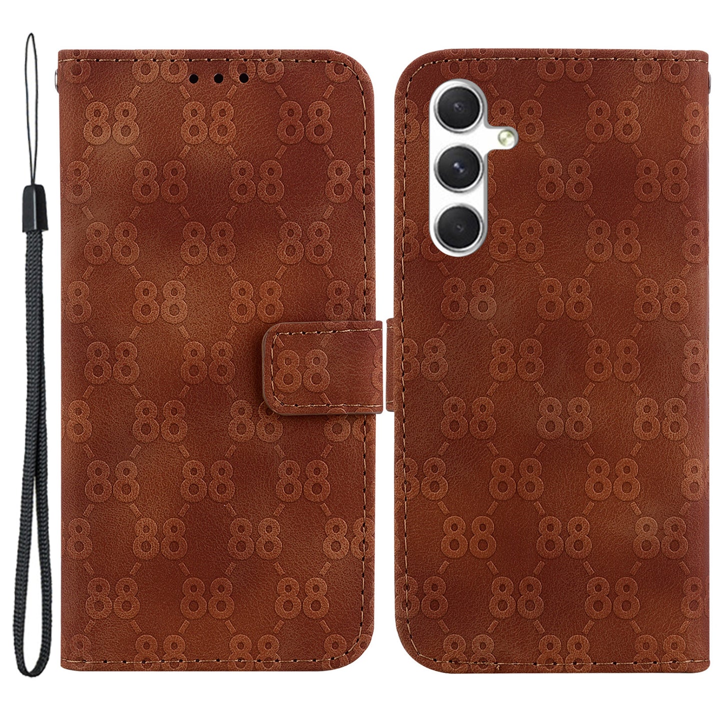 For Samsung Galaxy S24+ Case Wallet Stand Double 8-Shape Phone Cover - Brown