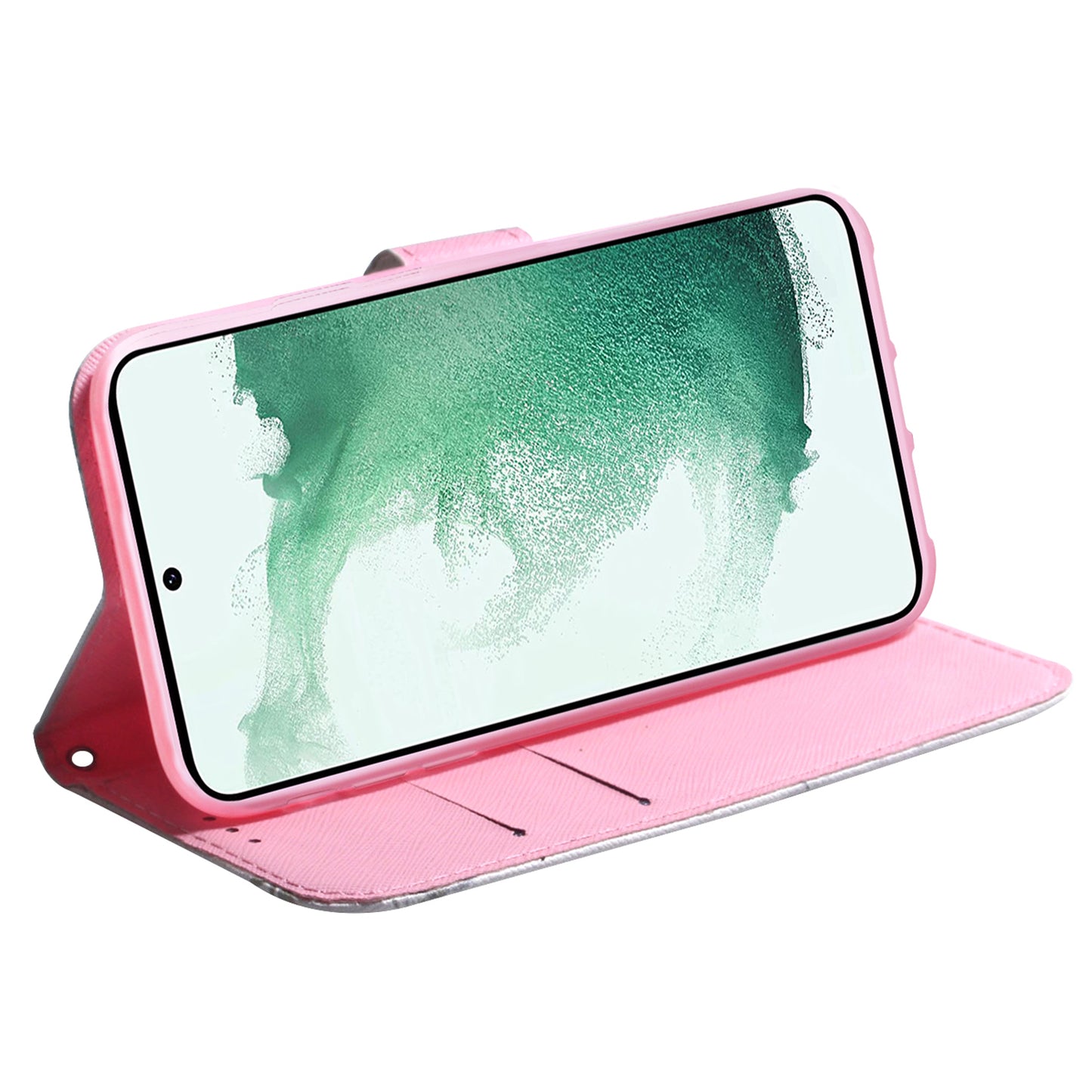 For Samsung Galaxy S24 Case Pattern Printing Leather Cover with Wallet Stand - Pink Flower