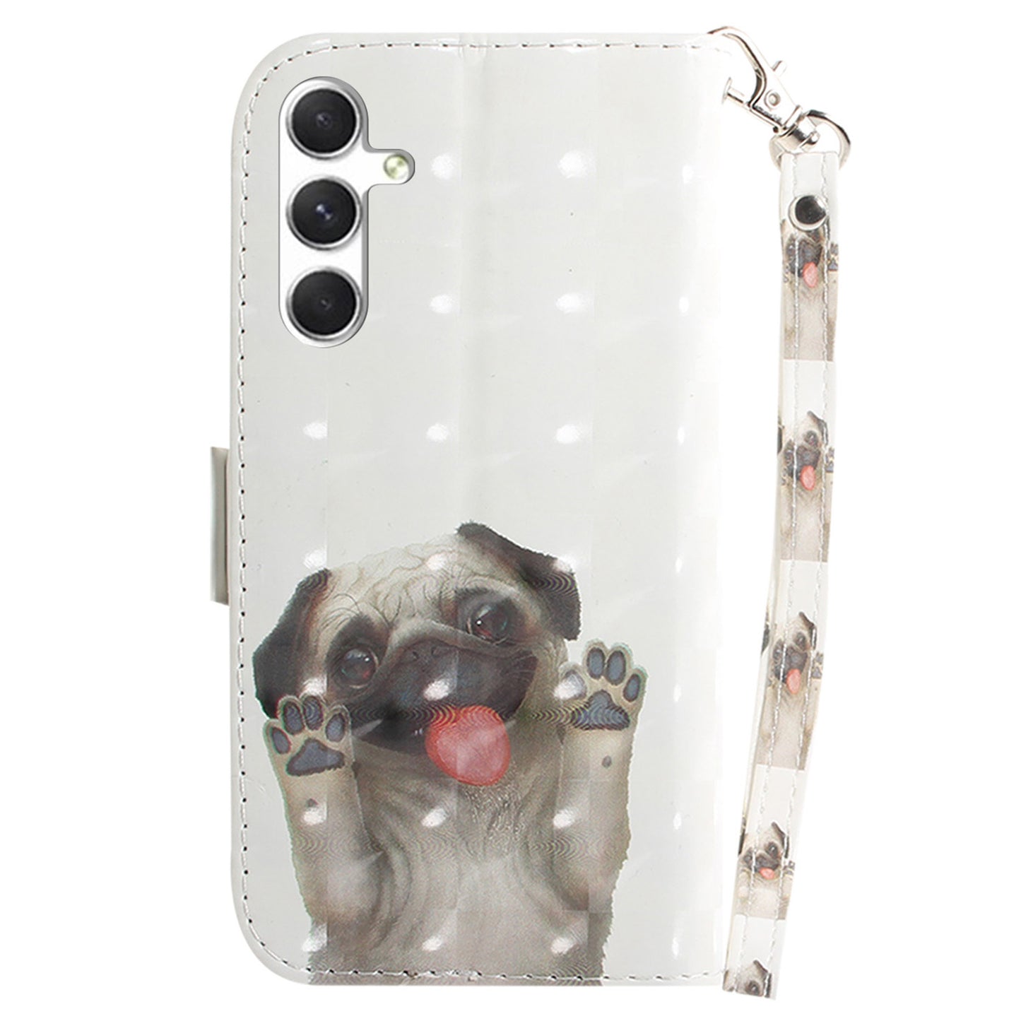 Pattern Printed PU Flip Cover for Samsung Galaxy S24+ Case Shockproof Wallet Phone Case with Strap - Pug