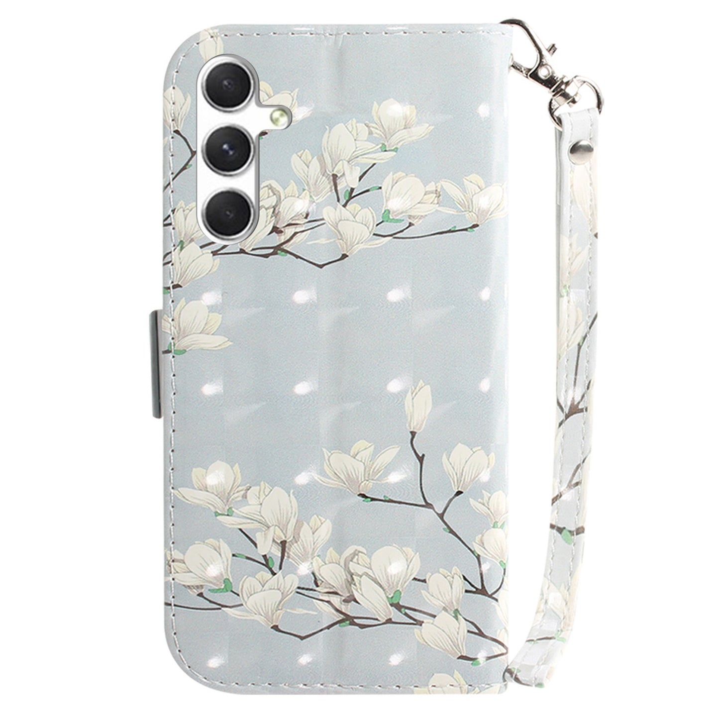 Pattern Printed PU Flip Cover for Samsung Galaxy S24+ Case Shockproof Wallet Phone Case with Strap - Magnolia