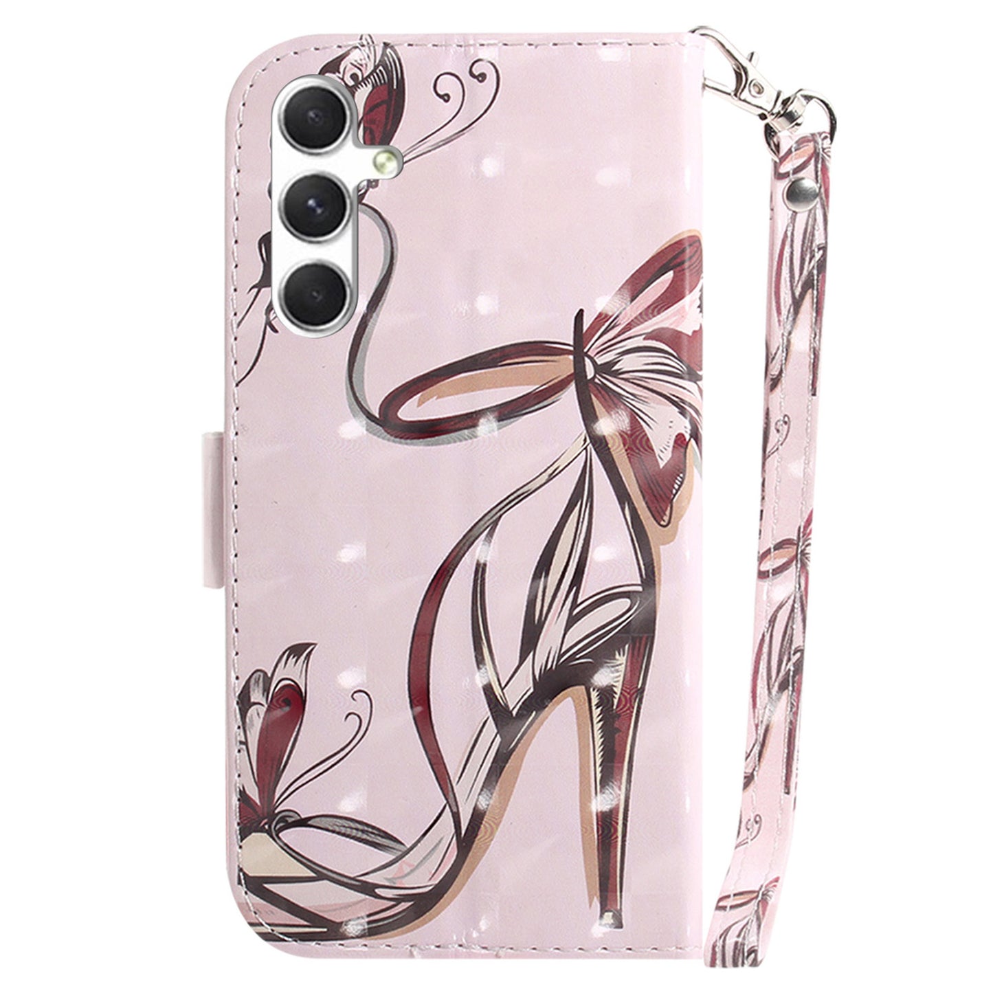 Pattern Printed PU Flip Cover for Samsung Galaxy S24+ Case Shockproof Wallet Phone Case with Strap - Butterfly High Heels