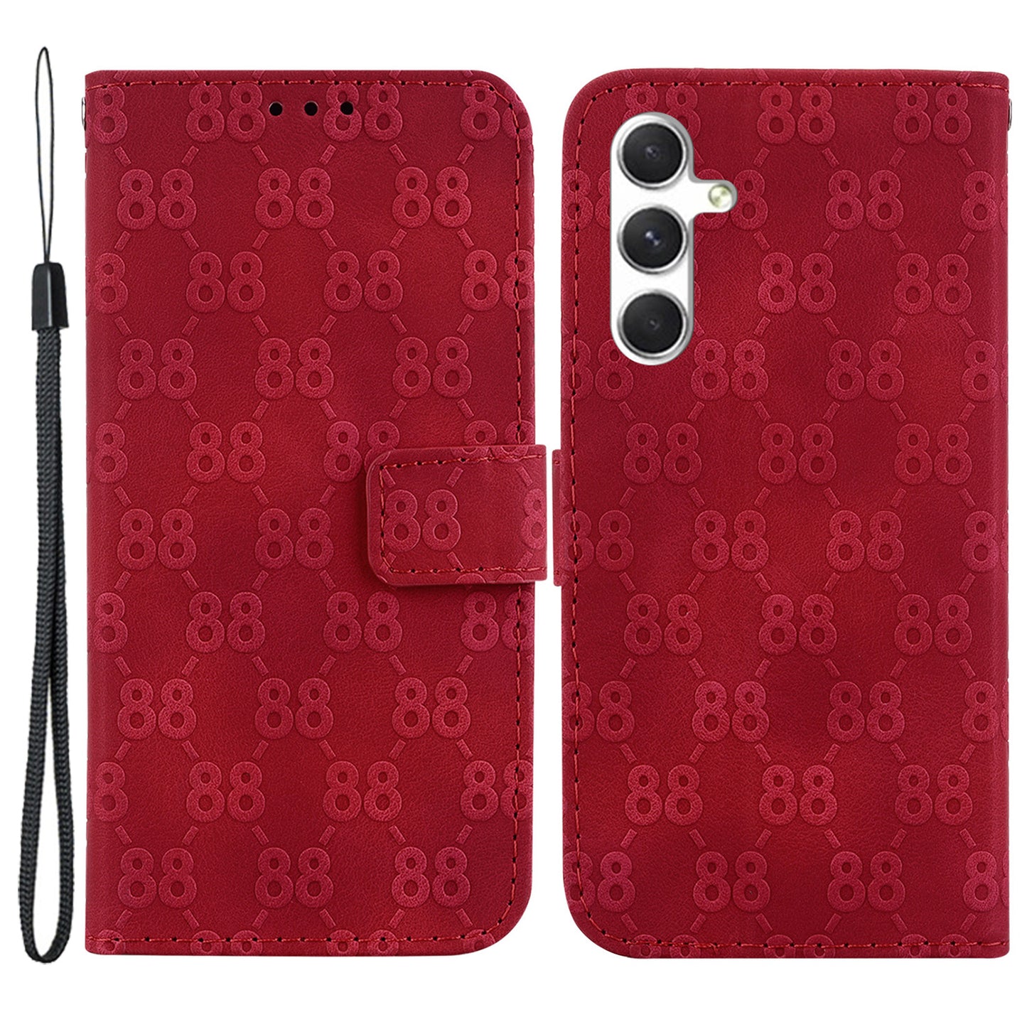 For Samsung Galaxy S24 Leather Case Double 8-Shape Phone Wallet Cover - Red