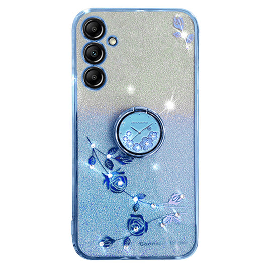 KADEM For Samsung Galaxy S24 Cover with Ring Kickstand Shockproof TPU Phone Shell - Blue