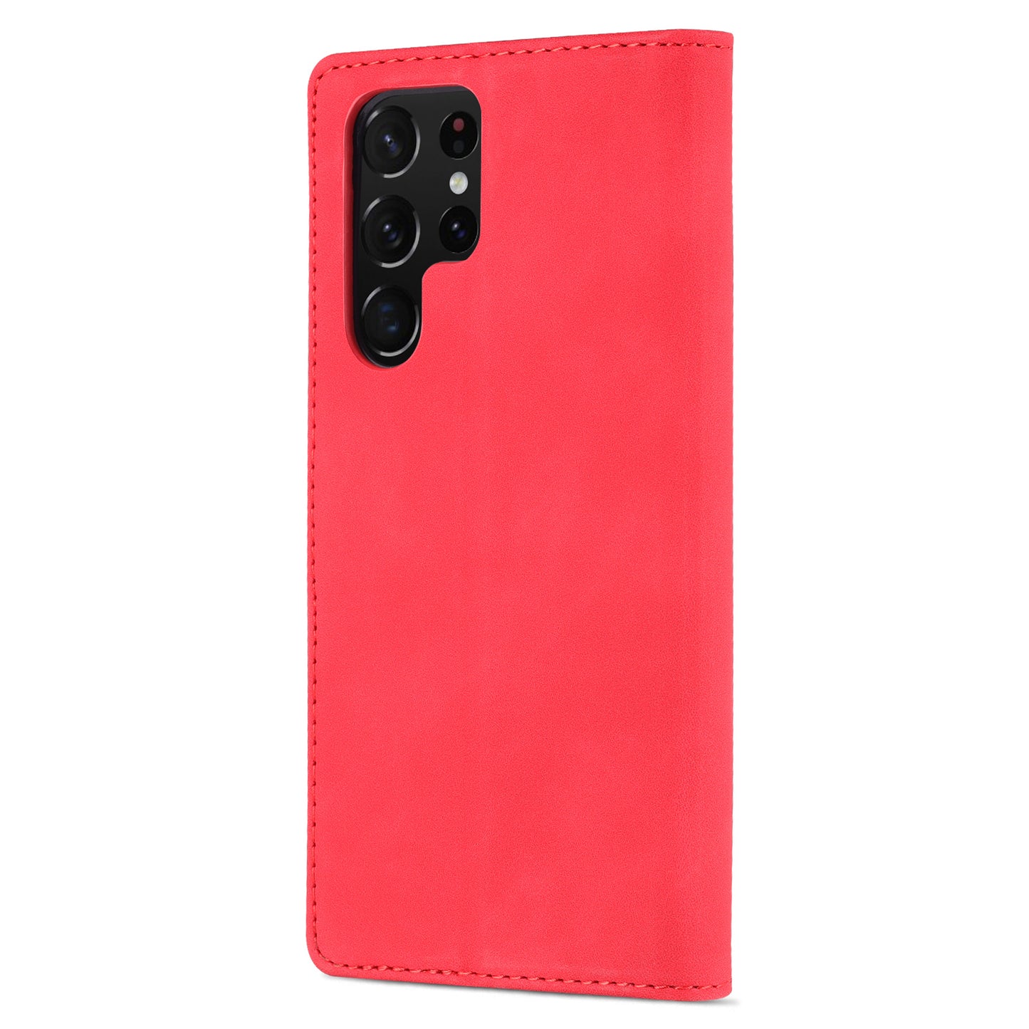 AZNS For Samsung Galaxy S24 Ultra Case Leather Protected Fully Folio Flip Stand Phone Shell - Red