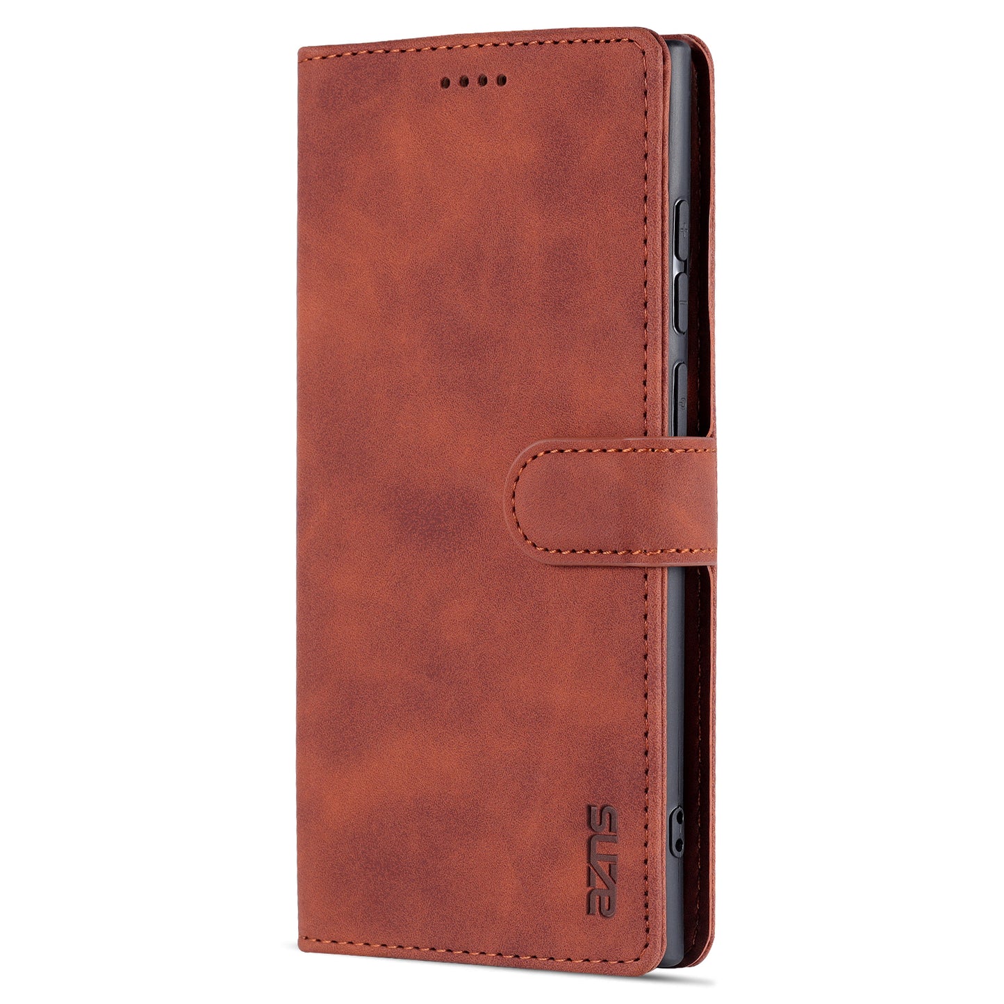 AZNS For Samsung Galaxy S24 Ultra Case Leather Protected Fully Folio Flip Stand Phone Shell - Brown