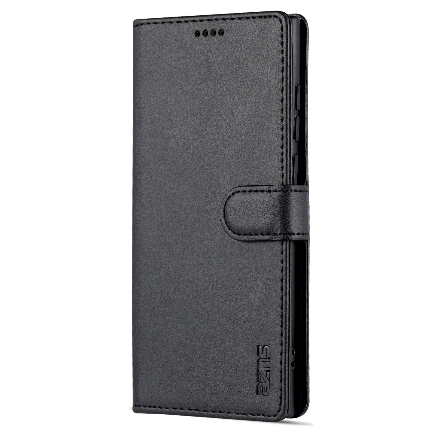 AZNS For Samsung Galaxy S24 Ultra Case Leather Protected Fully Folio Flip Stand Phone Shell - Black