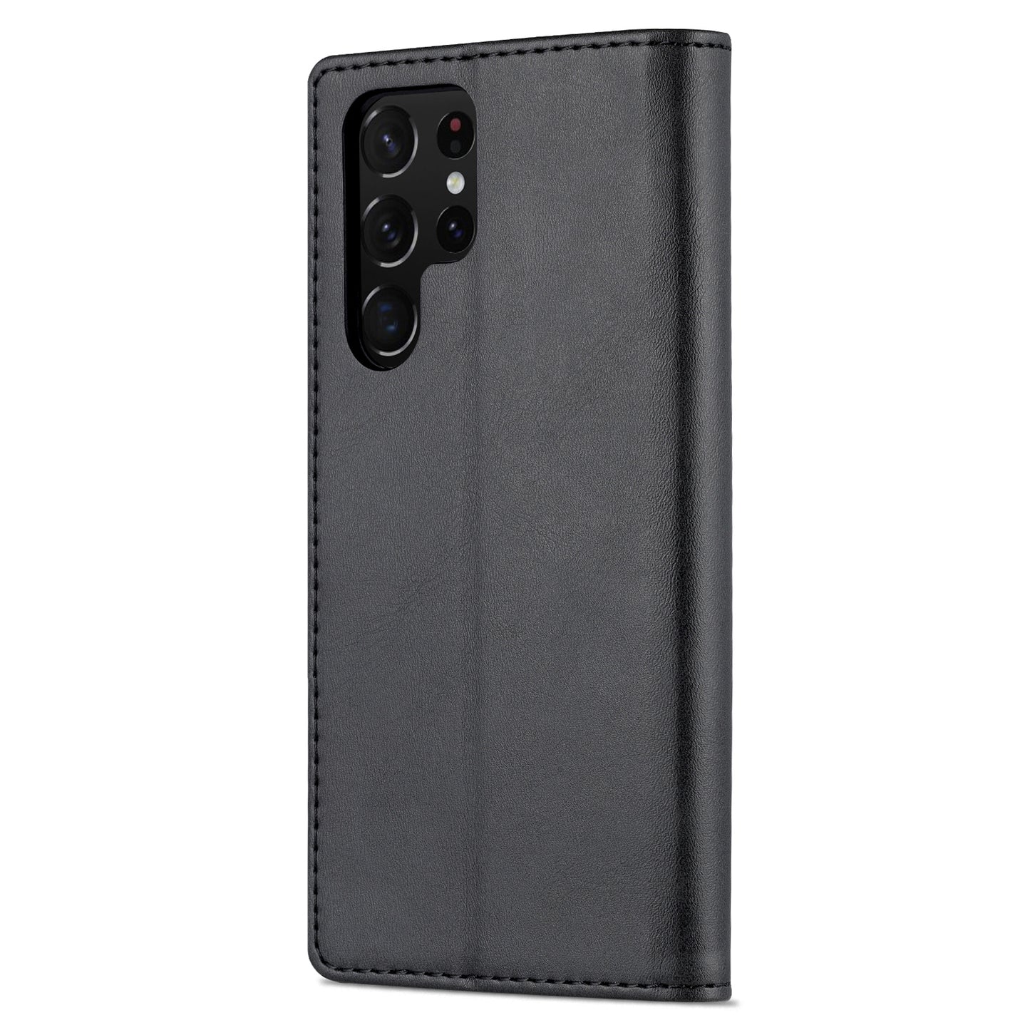 AZNS For Samsung Galaxy S24 Ultra Case Leather Protected Fully Folio Flip Stand Phone Shell - Black