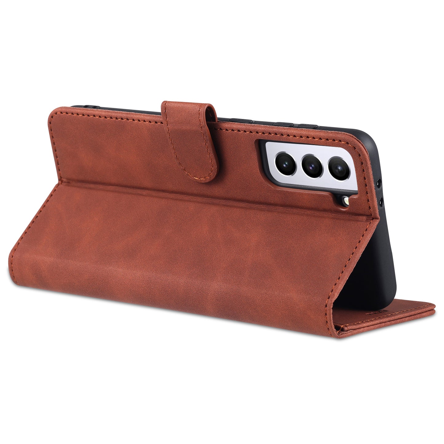 AZNS For Samsung Galaxy S24+ Phone Case Shockproof PU Leather Card Slots Phone Cover - Brown