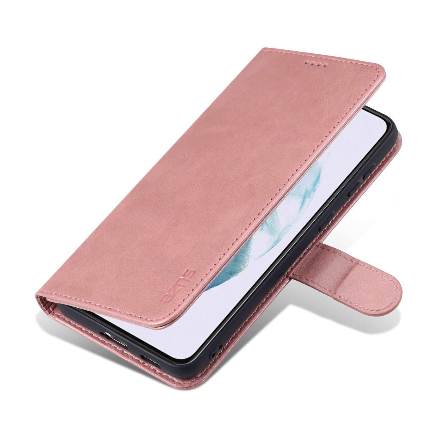 AZNS For Samsung Galaxy S24+ Phone Case Shockproof PU Leather Card Slots Phone Cover - Rose Gold