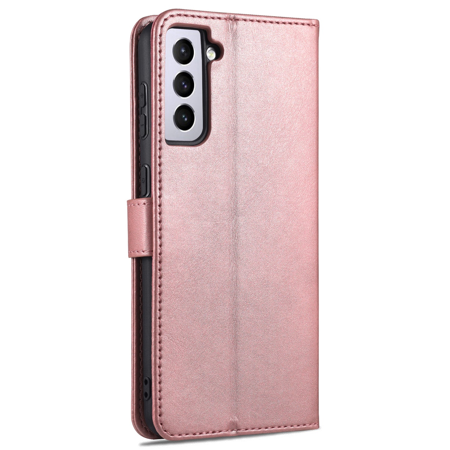 AZNS For Samsung Galaxy S24+ Phone Case Shockproof PU Leather Card Slots Phone Cover - Rose Gold