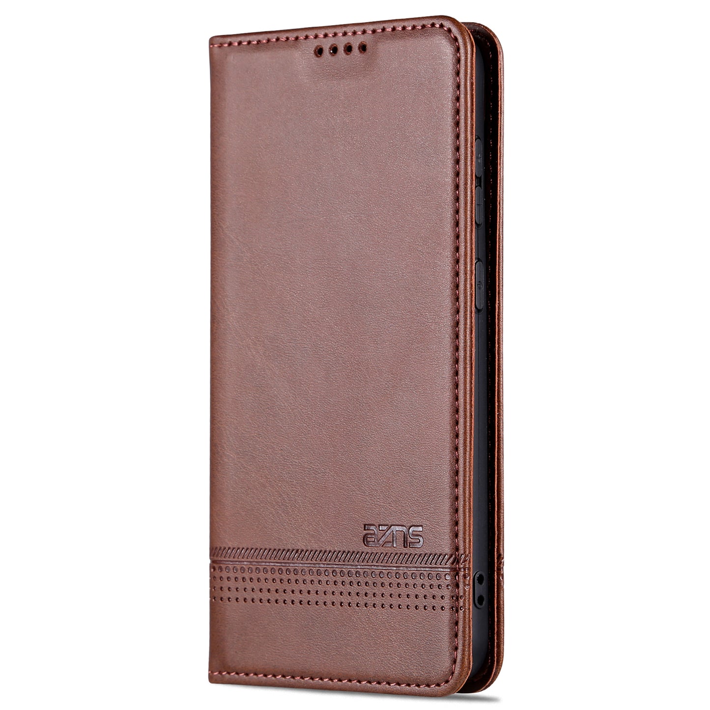 AZNS For Samsung Galaxy S24 Case PU Leather+TPU Magnetic Suction Phone Shell Cover - Coffee