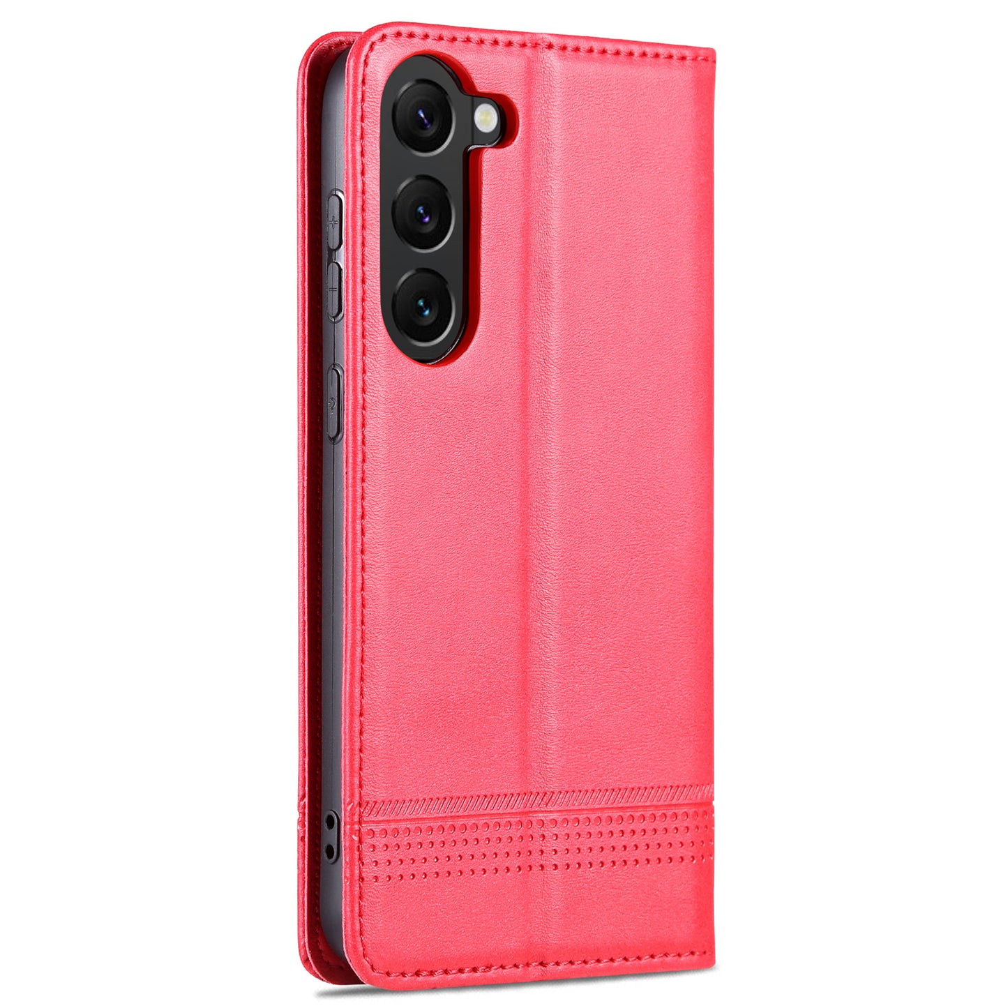 AZNS For Samsung Galaxy S24 Case PU Leather+TPU Magnetic Suction Phone Shell Cover - Red