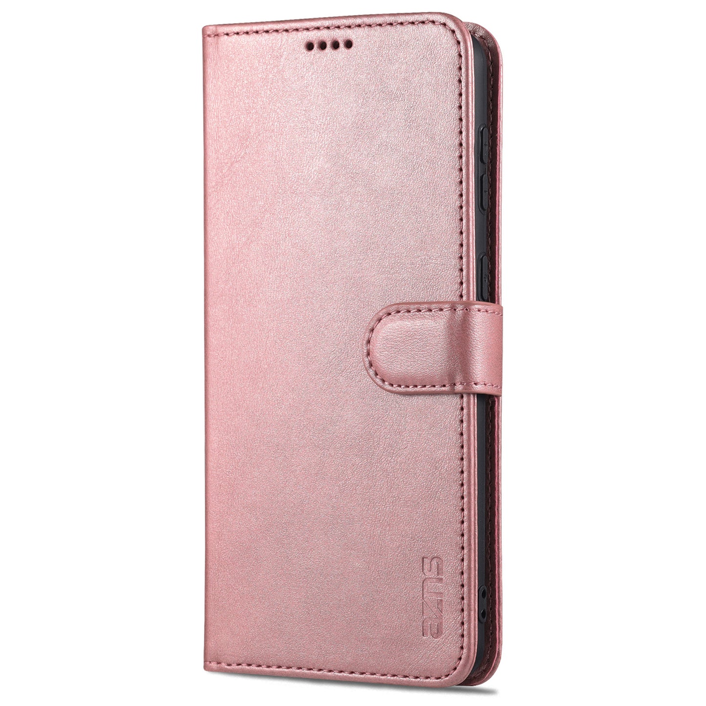 AZNS For Samsung Galaxy S24 Cell Phone Case Wallet Stand PU Leather Shell Phone Cover - Rose Gold