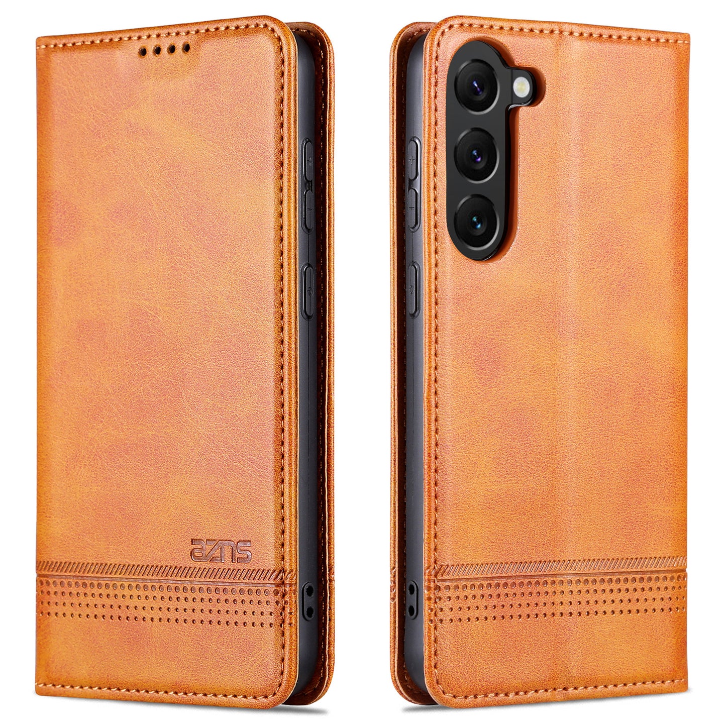 AZNS For Samsung Galaxy S24+ Case Scratch-resistant PU Leather+TPU Stand Phone Protector - Brown