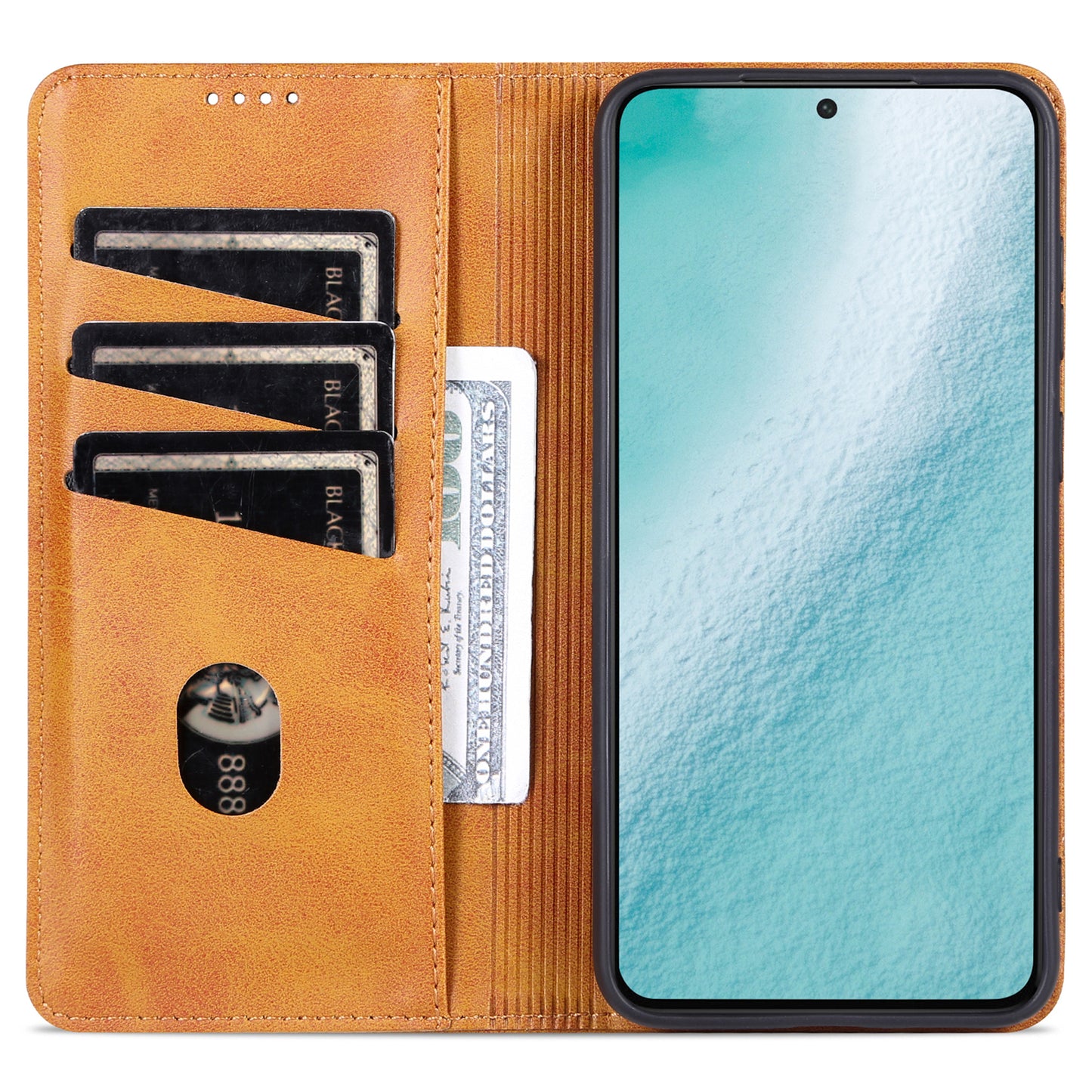 AZNS For Samsung Galaxy S24+ Case Scratch-resistant PU Leather+TPU Stand Phone Protector - Brown