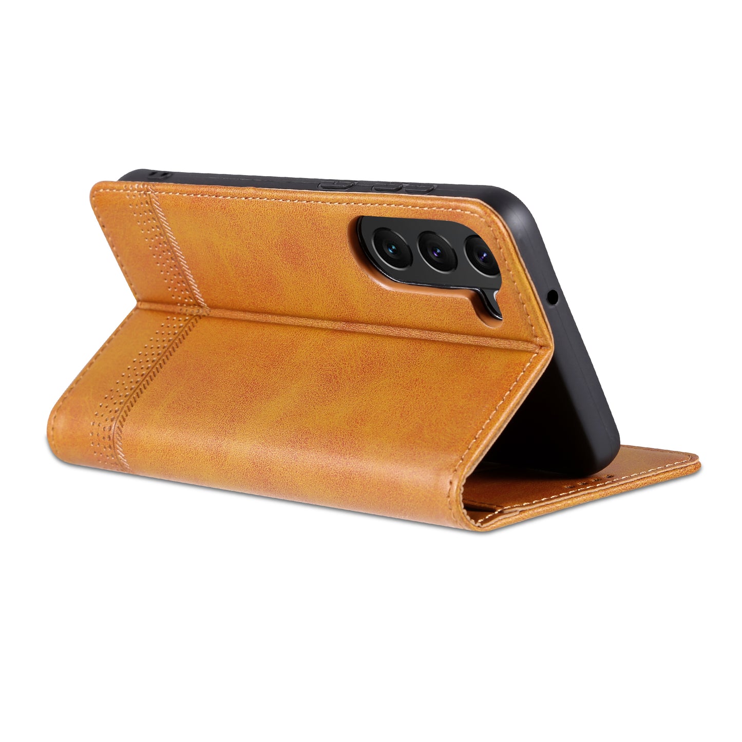 AZNS For Samsung Galaxy S24+ Case Scratch-resistant PU Leather+TPU Stand Phone Protector - Brown