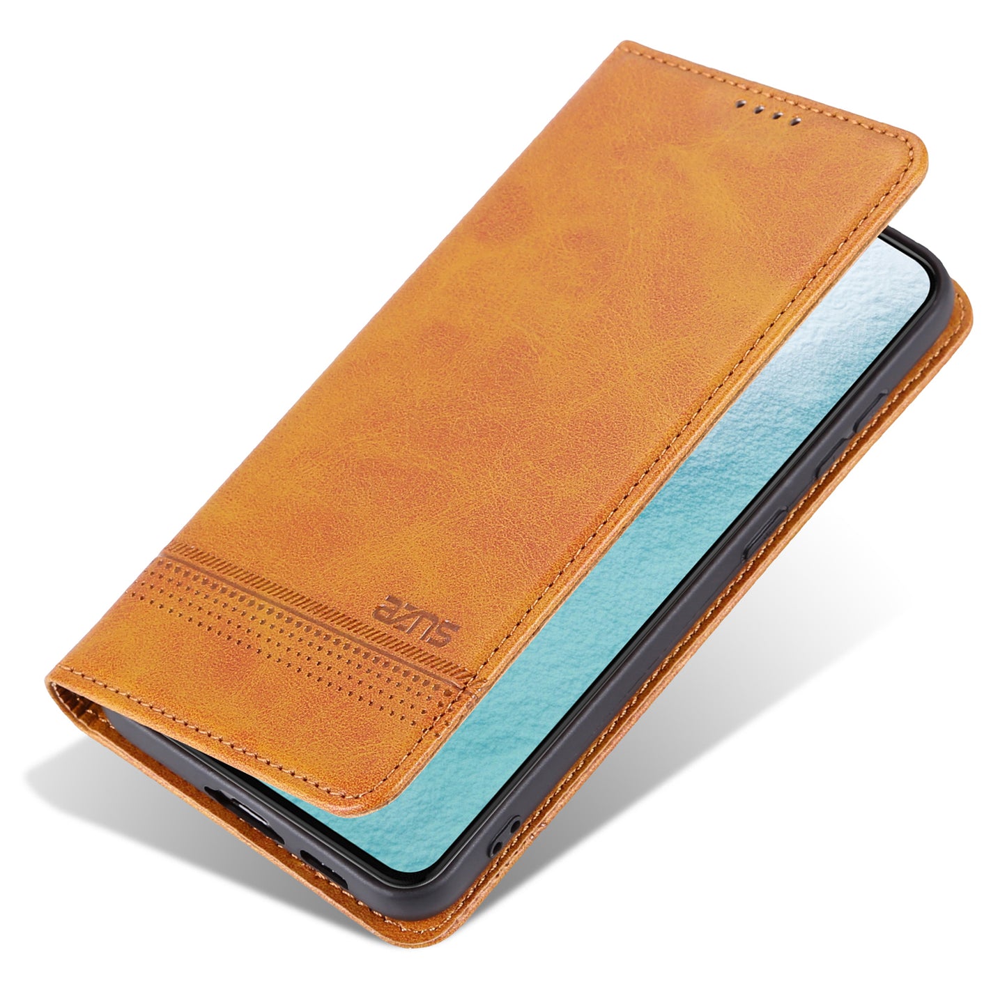AZNS For Samsung Galaxy S24+ Case Scratch-resistant PU Leather+TPU Stand Phone Protector - Brown
