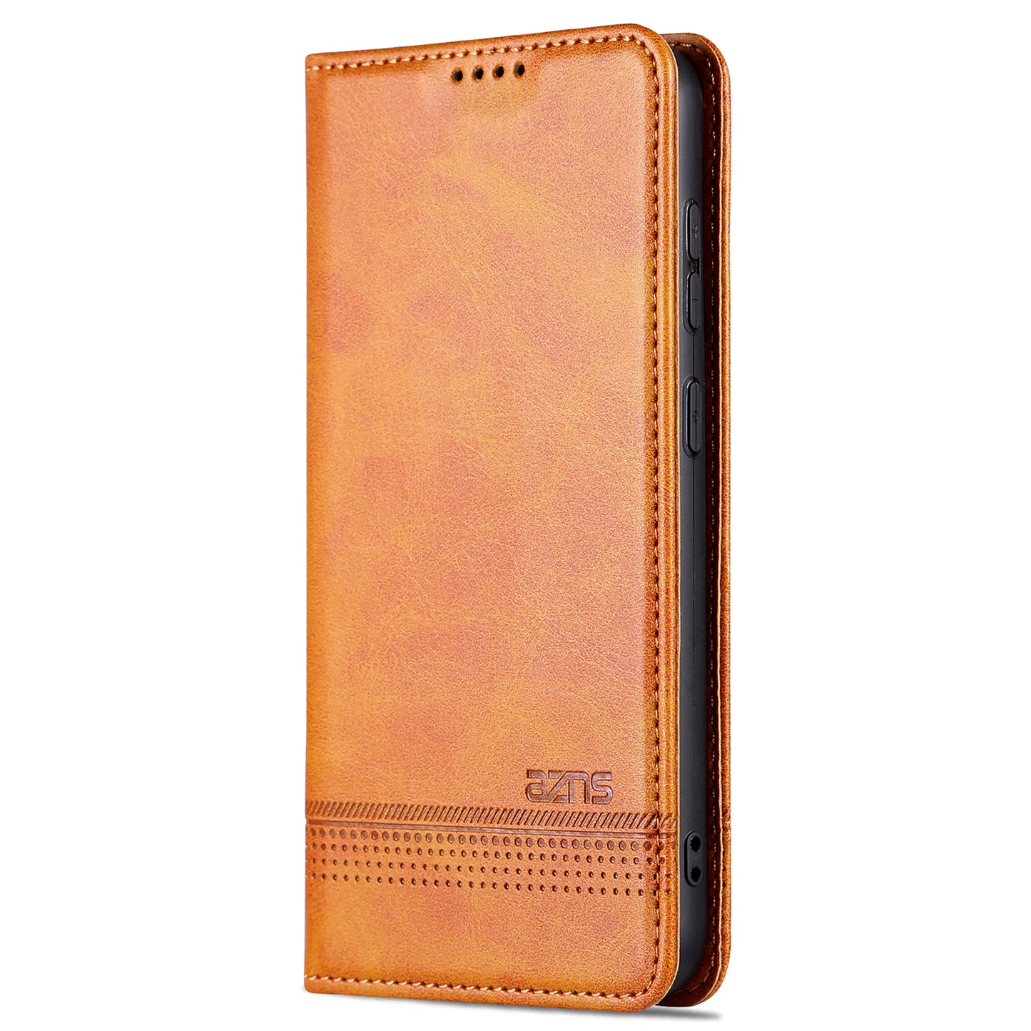 AZNS For Samsung Galaxy S24+ Case Scratch-resistant PU Leather+TPU Stand Phone Protector - Brown