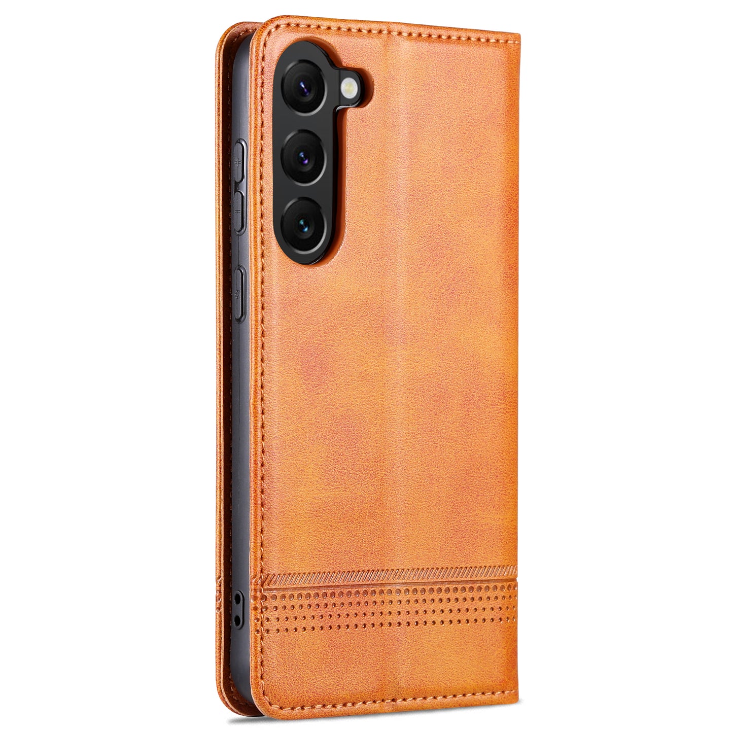 AZNS For Samsung Galaxy S24+ Case Scratch-resistant PU Leather+TPU Stand Phone Protector - Brown