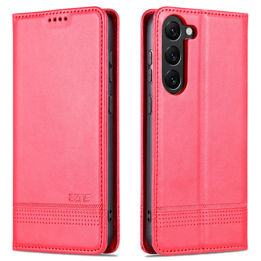 AZNS For Samsung Galaxy S24+ Case Scratch-resistant PU Leather+TPU Stand Phone Protector - Red