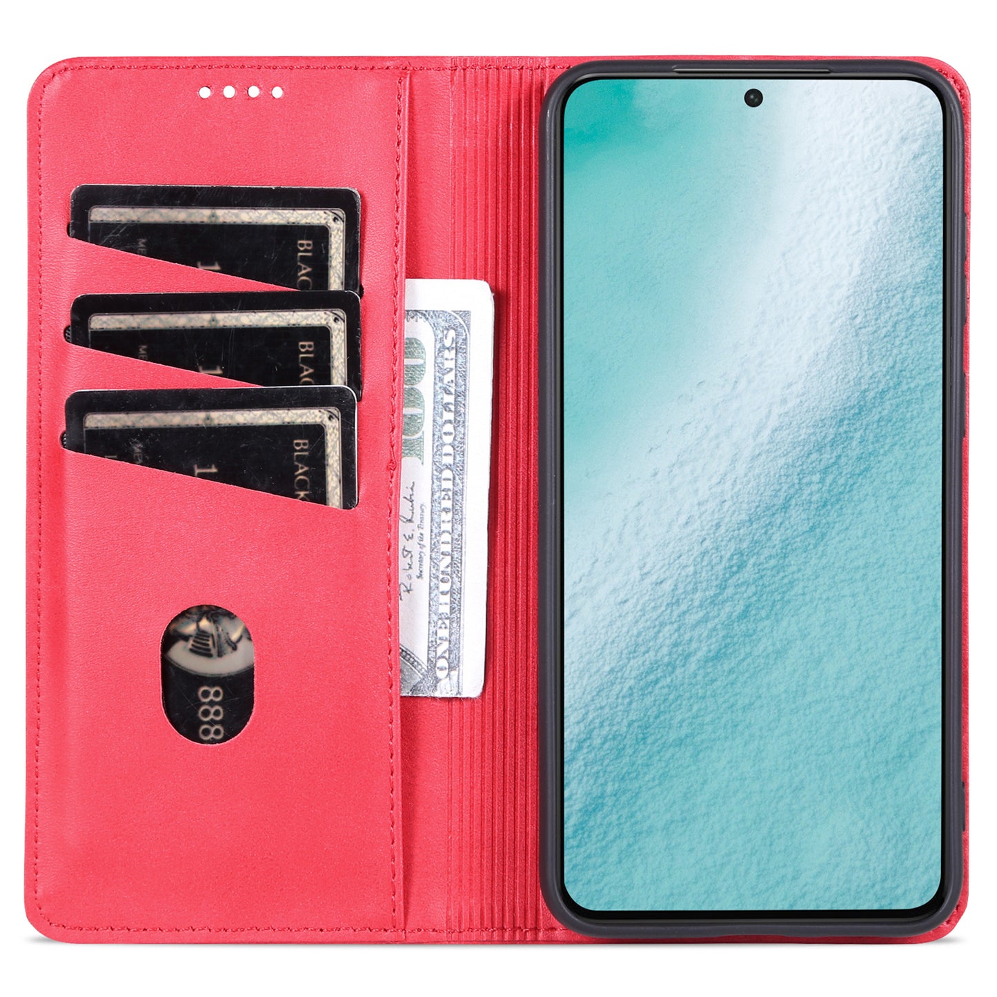 AZNS For Samsung Galaxy S24+ Case Scratch-resistant PU Leather+TPU Stand Phone Protector - Red
